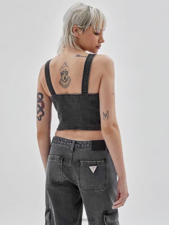 GUESS Unisex Originals Bustier Denim Top Go Washed Grey Apparel V28V61359