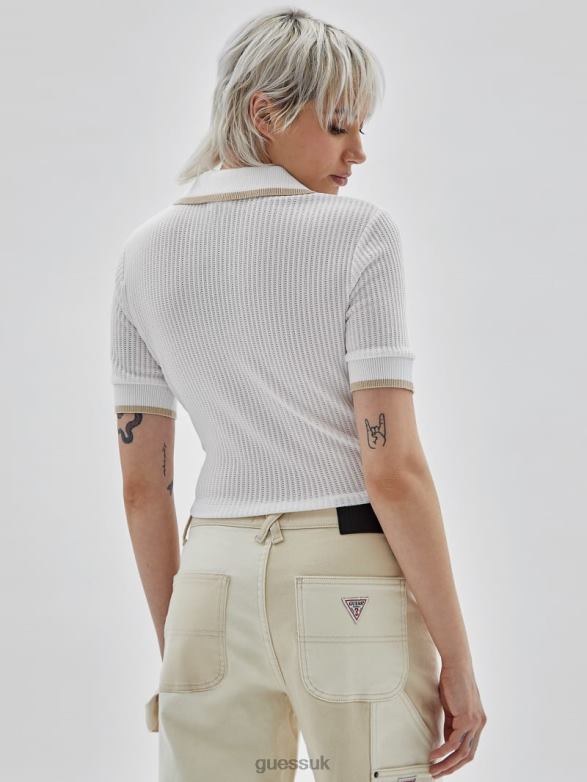 GUESS Unisex Originals Collared Top Pure White Apparel V28V61084