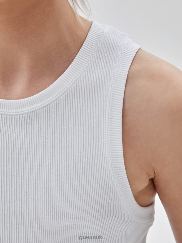GUESS Unisex Originals Cropped Tank Pure White Apparel V28V61039