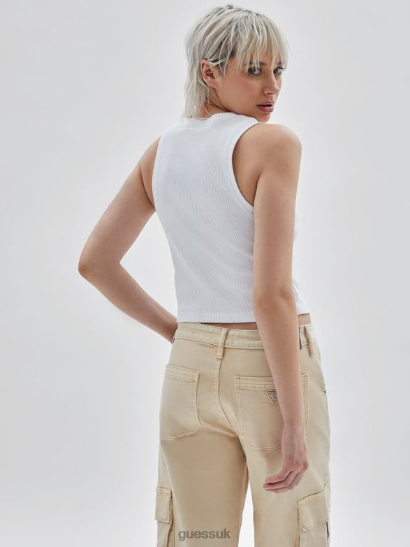 GUESS Unisex Originals Cropped Tank Pure White Apparel V28V61039