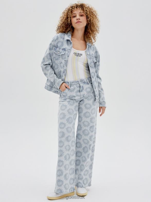 GUESS Unisex Originals Daisy Oversized Denim Jacket Floral Print Apparel V28V61842