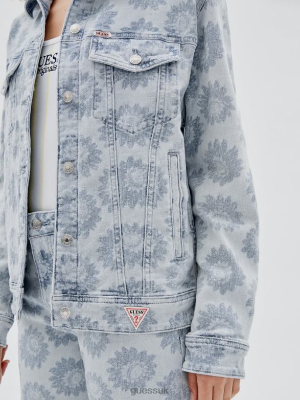 GUESS Unisex Originals Daisy Oversized Denim Jacket Floral Print Apparel V28V61842