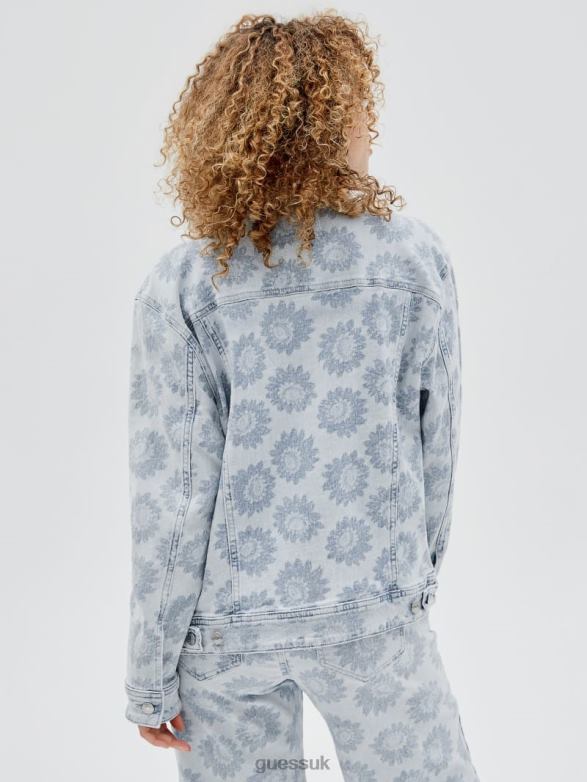 GUESS Unisex Originals Daisy Oversized Denim Jacket Floral Print Apparel V28V61842