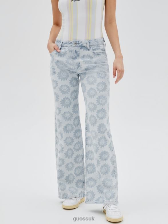 GUESS Unisex Originals Daisy Wide-Leg Jeans Floral Print Apparel V28V679