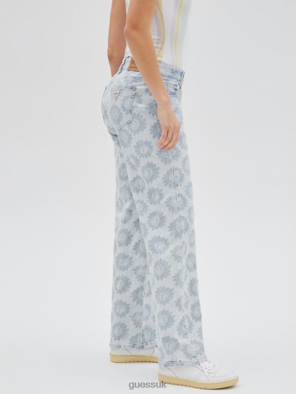 GUESS Unisex Originals Daisy Wide-Leg Jeans Floral Print Apparel V28V679