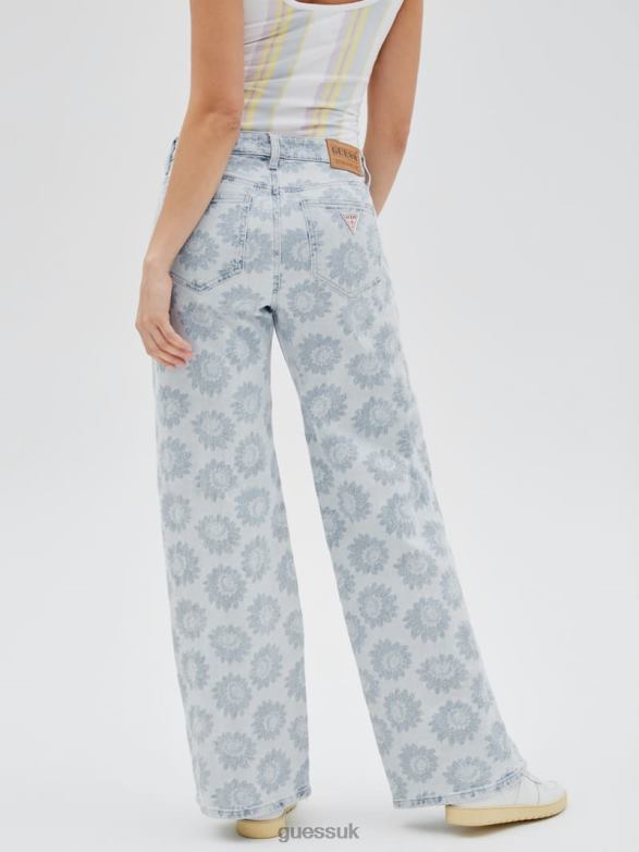 GUESS Unisex Originals Daisy Wide-Leg Jeans Floral Print Apparel V28V679