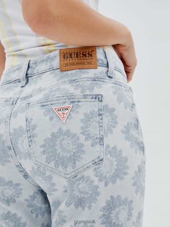 GUESS Unisex Originals Daisy Wide-Leg Jeans Floral Print Apparel V28V679