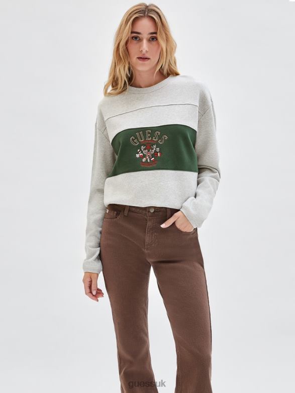 GUESS Unisex Originals Deer Crewneck Sweater Peppered Grey Heather Apparel V28V61270