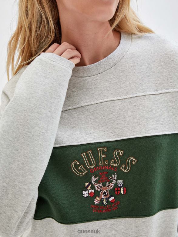 GUESS Unisex Originals Deer Crewneck Sweater Peppered Grey Heather Apparel V28V61270