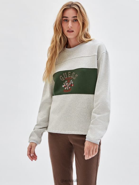 GUESS Unisex Originals Deer Crewneck Sweater Peppered Grey Heather Apparel V28V61270