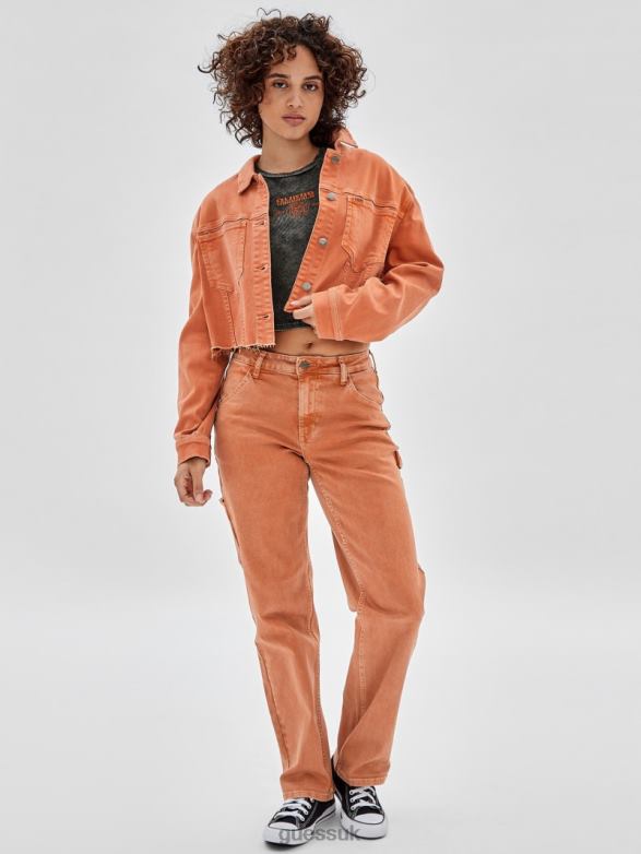 GUESS Unisex Originals Denim Jacket Real Orange Multi Apparel V28V61844