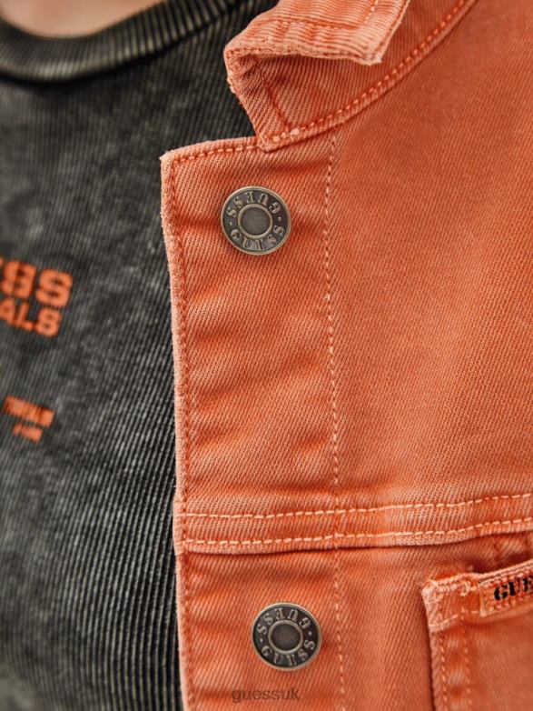 GUESS Unisex Originals Denim Jacket Real Orange Multi Apparel V28V61844