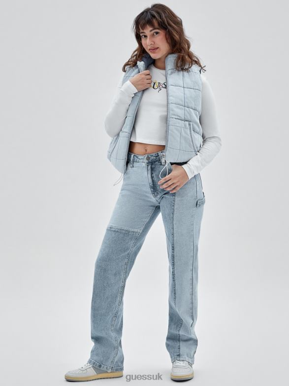 GUESS Unisex Originals Denim Puffer Vest Go Venice Lt Wash Apparel V28V61276