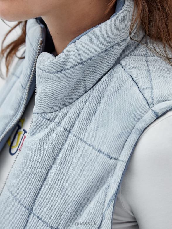 GUESS Unisex Originals Denim Puffer Vest Go Venice Lt Wash Apparel V28V61276