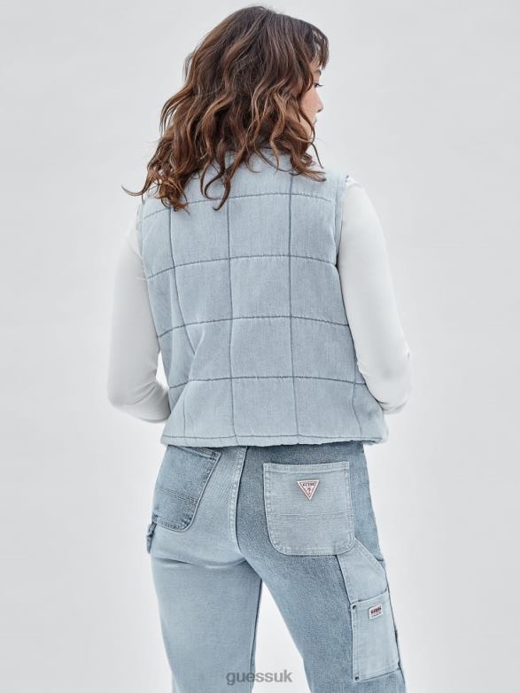 GUESS Unisex Originals Denim Puffer Vest Go Venice Lt Wash Apparel V28V61276