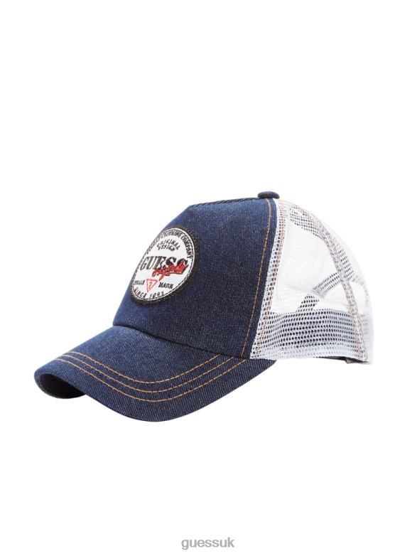 GUESS Unisex Originals Denim Trucker Hat Go Dark Rinse Wash Apparel V28V63811