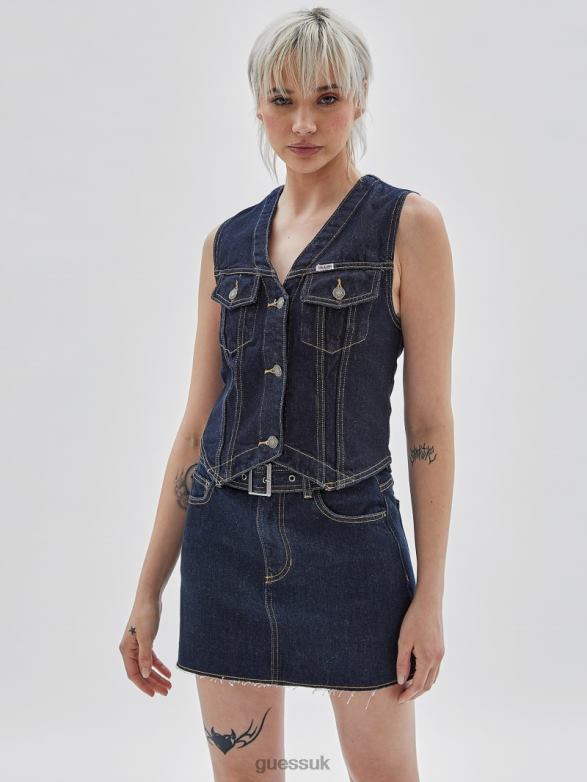 GUESS Unisex Originals Denim Vest Go Vintage Dark Wash Apparel V28V61383