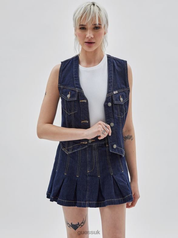 GUESS Unisex Originals Denim Vest Go Vintage Dark Wash Apparel V28V61383