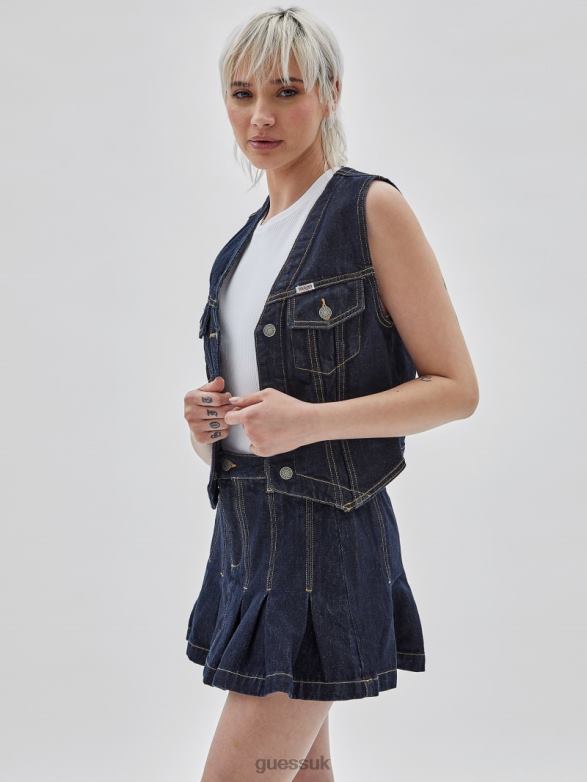 GUESS Unisex Originals Denim Vest Go Vintage Dark Wash Apparel V28V61383