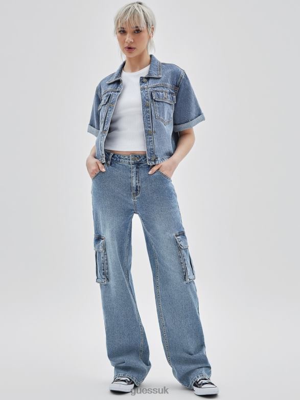 GUESS Unisex Originals Denim Workers Shirt Go Donna Medium Wash Apparel V28V61371
