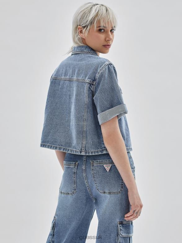 GUESS Unisex Originals Denim Workers Shirt Go Donna Medium Wash Apparel V28V61371