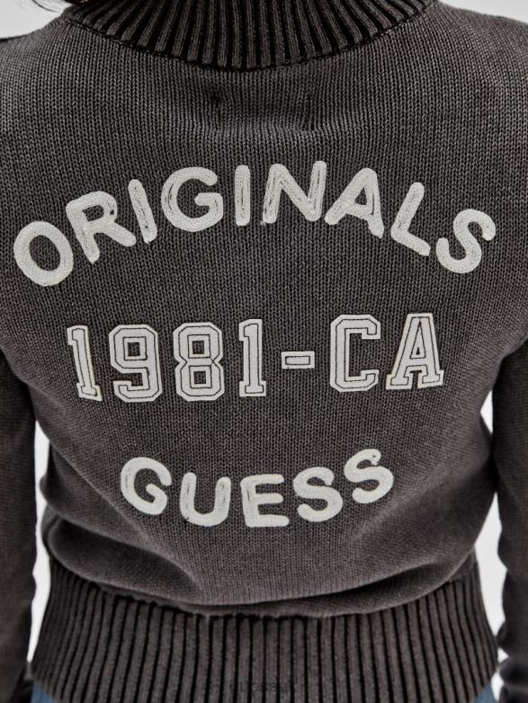 GUESS Unisex Originals Dual-Zip Sweater Jet Black Multi Apparel V28V61377