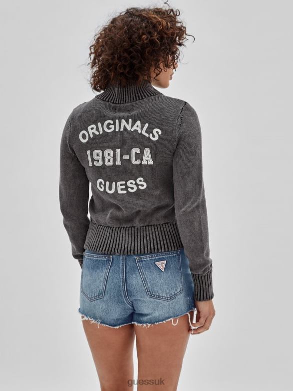 GUESS Unisex Originals Dual-Zip Sweater Jet Black Multi Apparel V28V61377
