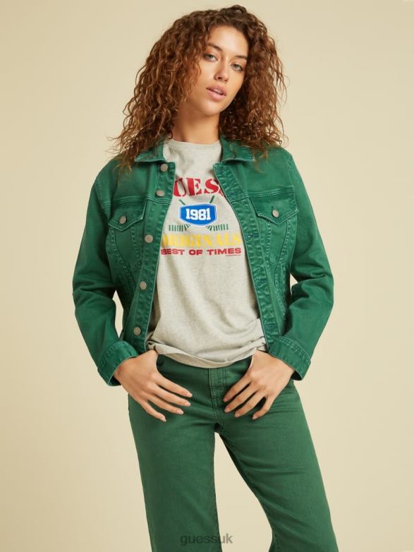 GUESS Unisex Originals Dyed Denim Jacket Go Eternal Green Wash Apparel V28V61806