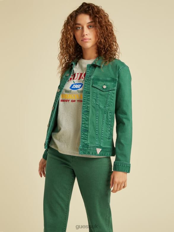 GUESS Unisex Originals Dyed Denim Jacket Go Eternal Green Wash Apparel V28V61806