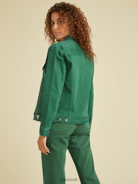 GUESS Unisex Originals Dyed Denim Jacket Go Eternal Green Wash Apparel V28V61806