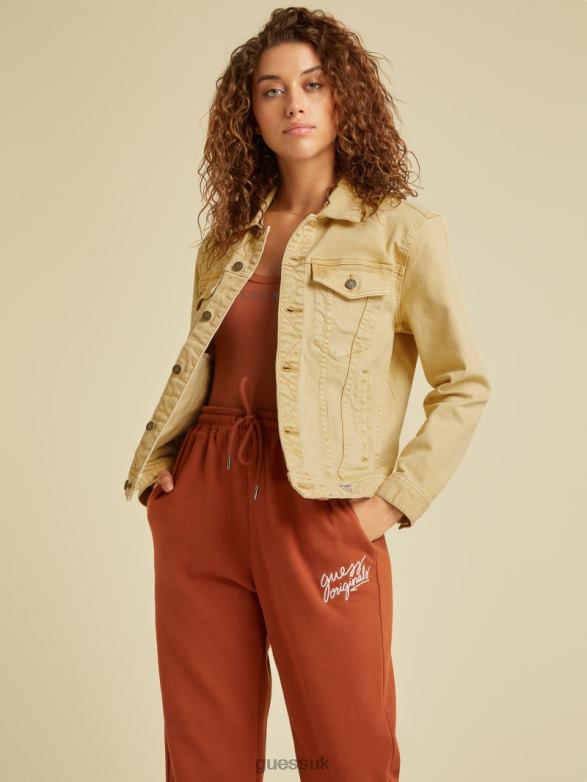 GUESS Unisex Originals Dyed Denim Jacket Go Vintage Tan Wash Apparel V28V61850