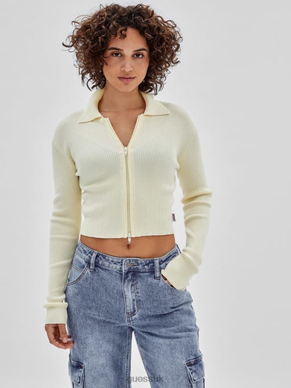 GUESS Unisex Originals Eco Dual-Zip Sweater Lemon Frost Apparel V28V61287