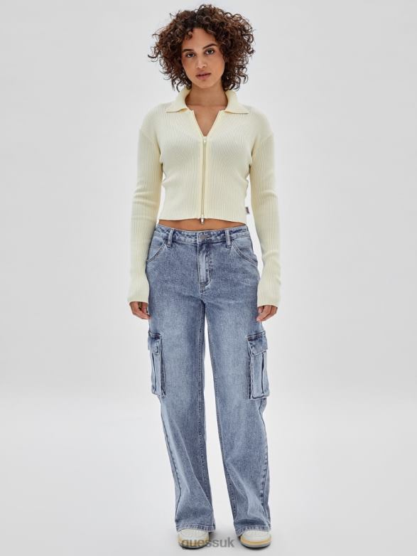 GUESS Unisex Originals Eco Dual-Zip Sweater Lemon Frost Apparel V28V61287