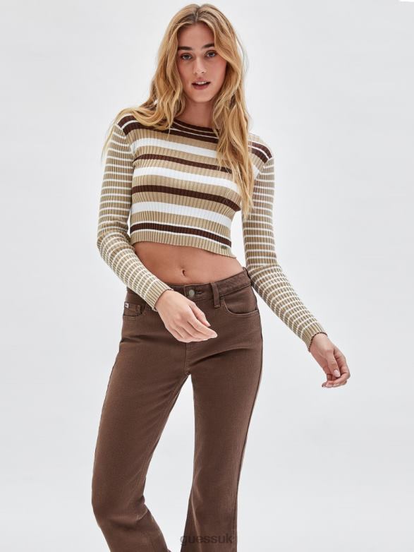 GUESS Unisex Originals Eco Ribbed Sweater Brown Oak Multi Apparel V28V61360