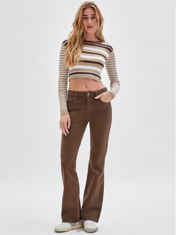 GUESS Unisex Originals Eco Ribbed Sweater Brown Oak Multi Apparel V28V61360