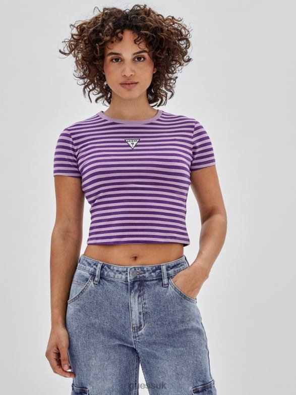 GUESS Unisex Originals Eco Striped Baby Tee Light Iris Multi Apparel V28V61243