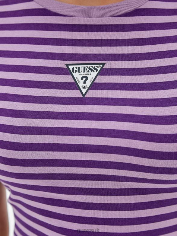 GUESS Unisex Originals Eco Striped Baby Tee Light Iris Multi Apparel V28V61243