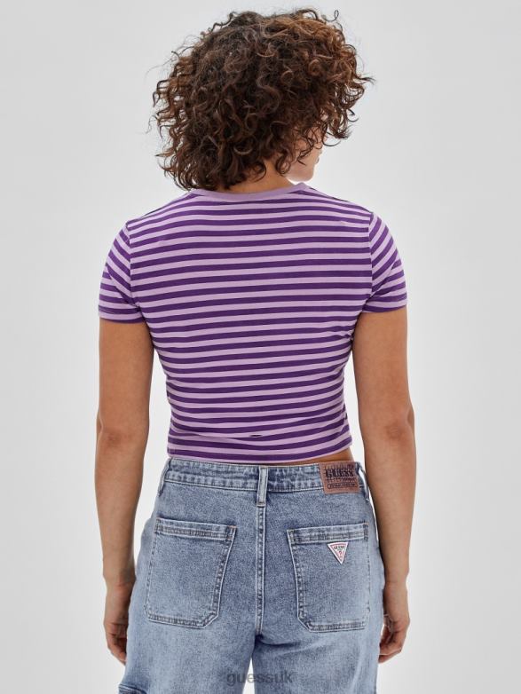GUESS Unisex Originals Eco Striped Baby Tee Light Iris Multi Apparel V28V61243