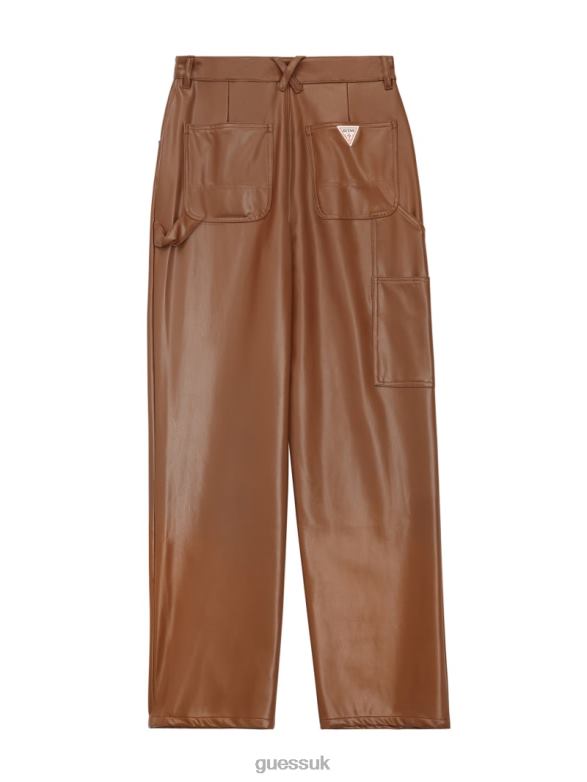 GUESS Unisex Originals Faux-Leather Carpenter Pants Brown Sand Multi Apparel V28V6163