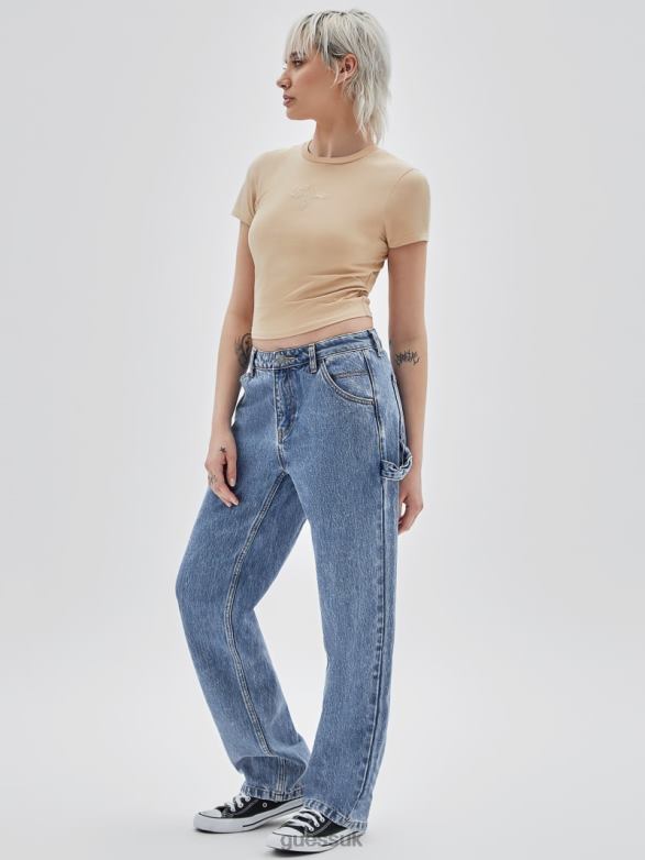 GUESS Unisex Originals Kit Acid Washed Carpenter Jeans Go Medium Indigo Acid Was Apparel V28V6150