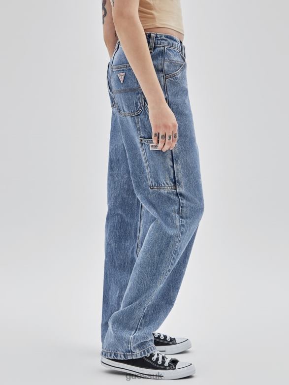 GUESS Unisex Originals Kit Acid Washed Carpenter Jeans Go Medium Indigo Acid Was Apparel V28V6150