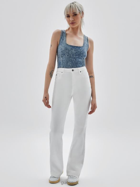 GUESS Unisex Originals Kit Bootcut Jeans Go Aged White Wash Apparel V28V6171