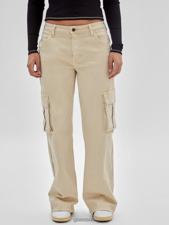 GUESS Unisex Originals Kit Cargo Jeans Go Laurie Tan Wash Apparel V28V6170