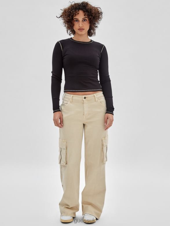 GUESS Unisex Originals Kit Cargo Jeans Go Laurie Tan Wash Apparel V28V6170