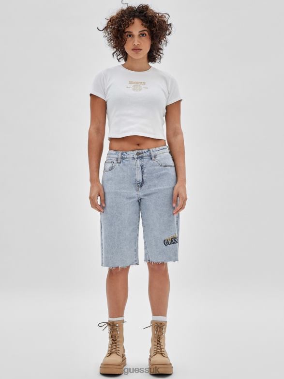 GUESS Unisex Originals Kit Denim Bermuda Shorts Go Jackie Acid Wash Apparel V28V6176