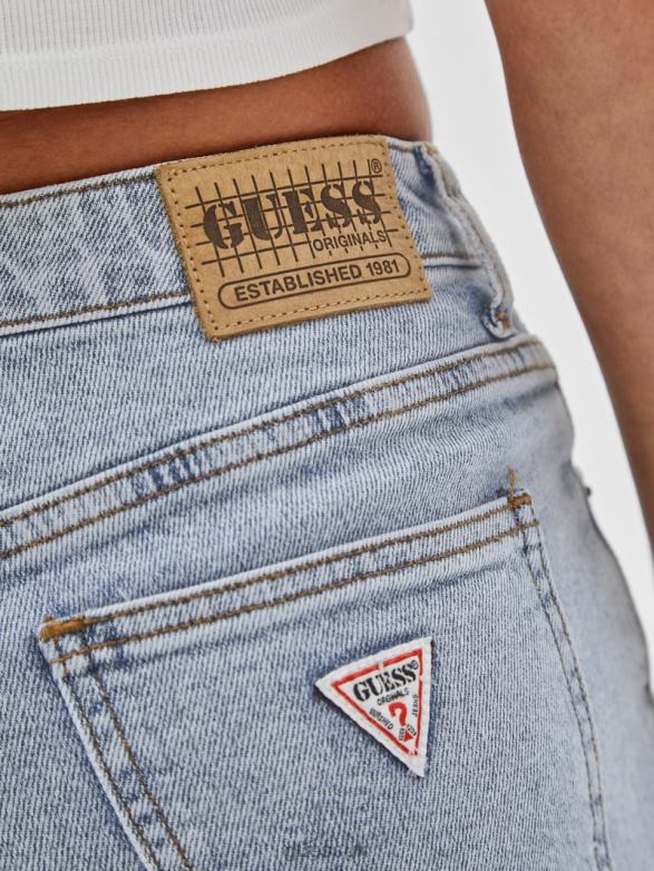 GUESS Unisex Originals Kit Denim Bermuda Shorts Go Jackie Acid Wash Apparel V28V6176