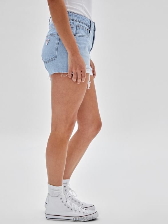GUESS Unisex Originals Kit Destroyed Denim Shorts Go Fez Lt Wash Apparel V28V6122