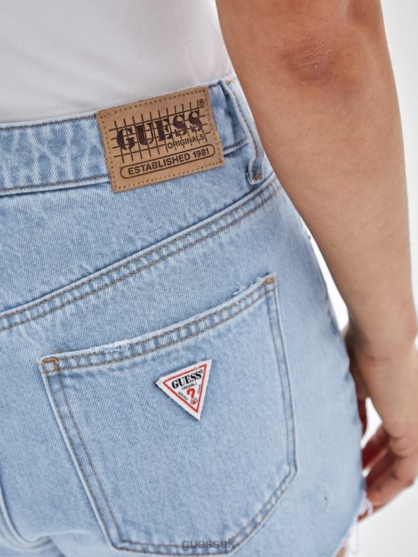 GUESS Unisex Originals Kit Destroyed Denim Shorts Go Fez Lt Wash Apparel V28V6122