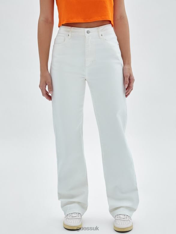 GUESS Unisex Originals Kit Mom Jeans Go Ecru Wash Apparel V28V62168
