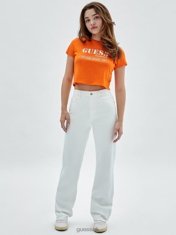 GUESS Unisex Originals Kit Mom Jeans Go Ecru Wash Apparel V28V62168